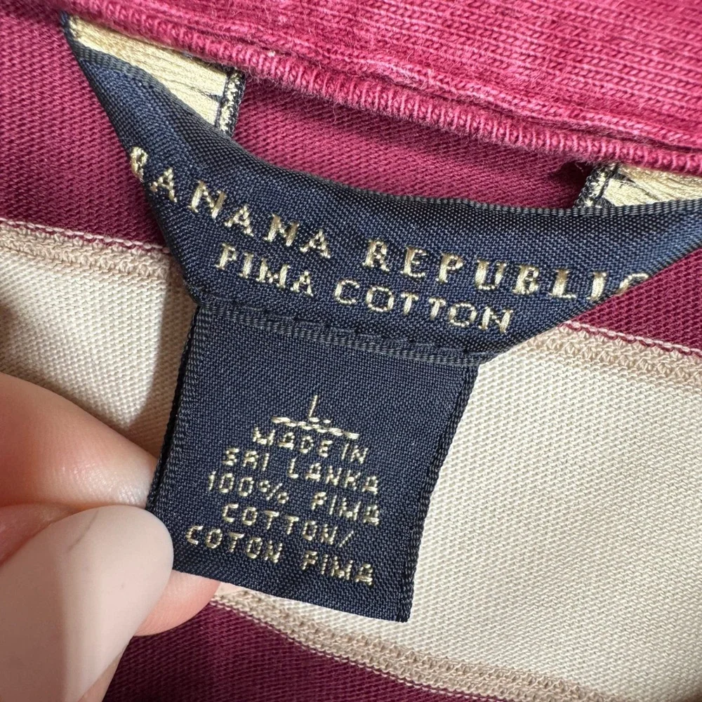 Banana Republic Mens Embroidered Patchwork Stripe Pima Cotton‎ Polo Shirt Size L